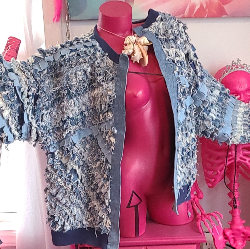 Handmade patchwork denim boho jacket